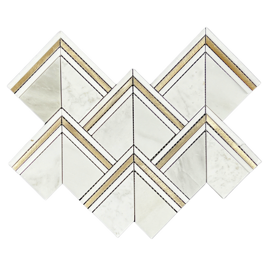 Tenedos Diaspore Gold 10 in. x 14 in. Stone Metal Mesh-Mounted Mosaic Tile- 1 piece