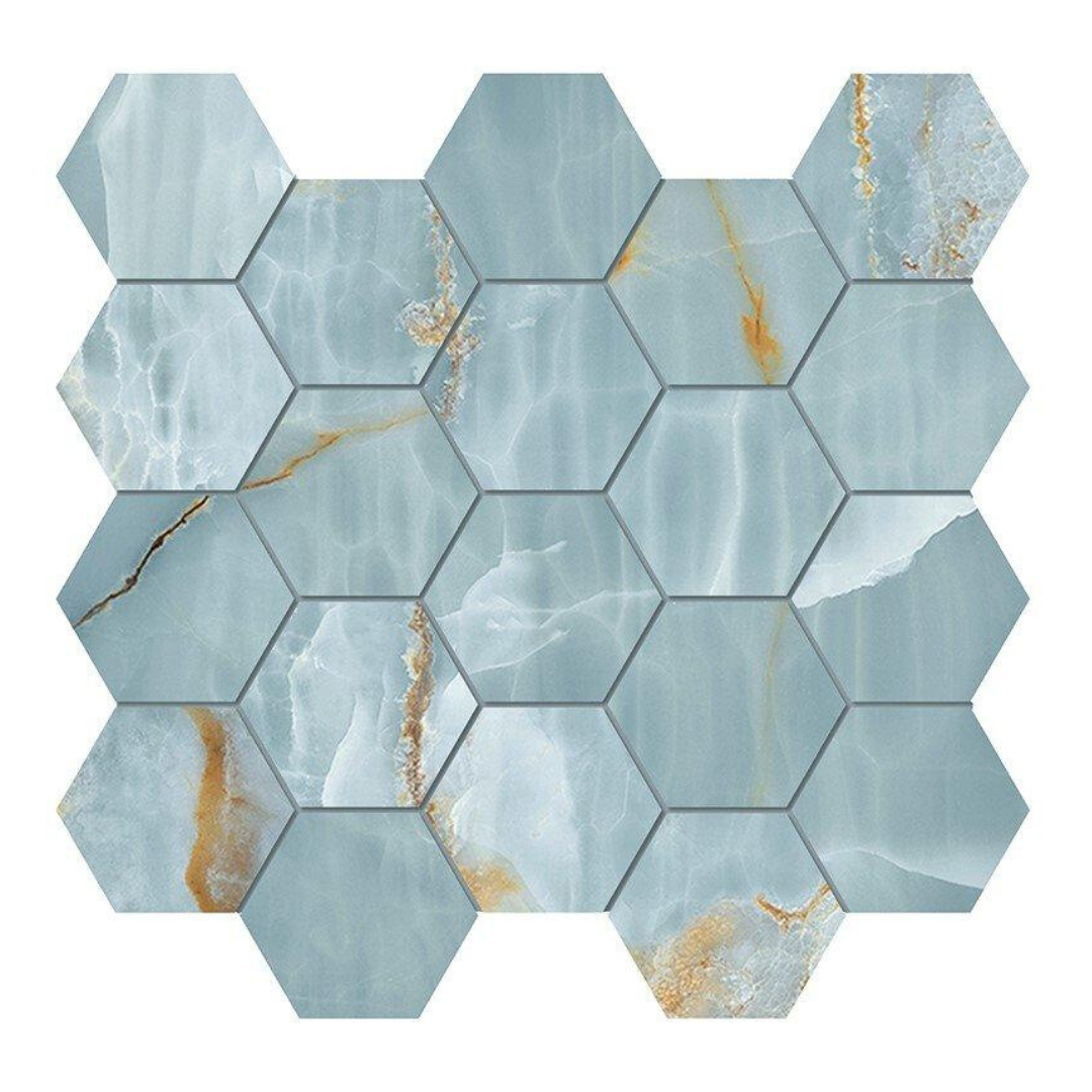 Tenedos Azurite Hexagon Porcelain Mosaic Tile- 1 piece