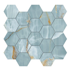 Tenedos Azurite Hexagon Porcelain Mosaic Tile- 1 piece