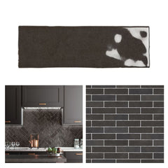 Tenedos HTC184 Ceramic Subway Wall Tile Handmade Look Glossy Glaze for Backsplash Kitchen, Bathroom Shower, Accent Wall (1, Espresso Rich)