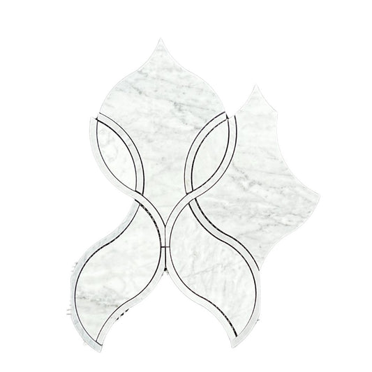 Tenedos HTC189 Silver Wave Ellipse Polished Marble Mesh-Mounted Mosaic Tile