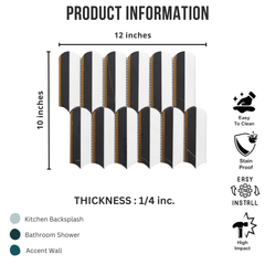 Tenedos HTCRC 10x11 Oval Nero Marquina & Thassos Mosaic Tile – Black & White Marble with Gold Inlay, Floor & Wall