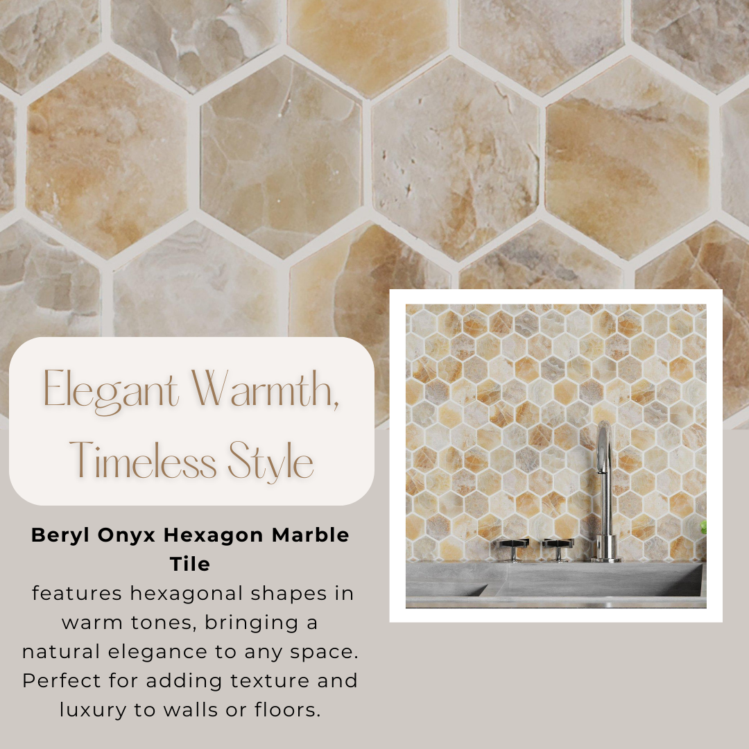 Tenedos Berly Onyx Hexagon Marble Tile