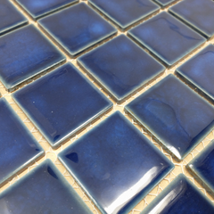 Square Marble Blue Porcelain Mosaic Floor Wall Pool Tile Shiny Look 2x2  (Box of 5.44 Sq Ft)