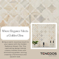 Tenedos HTC188 Golden Radiance Polished Marble Mesh-Mounted Mosaic Tile