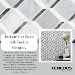 Tenedos HTC191 Silver Prism Marble Mosaic Tile