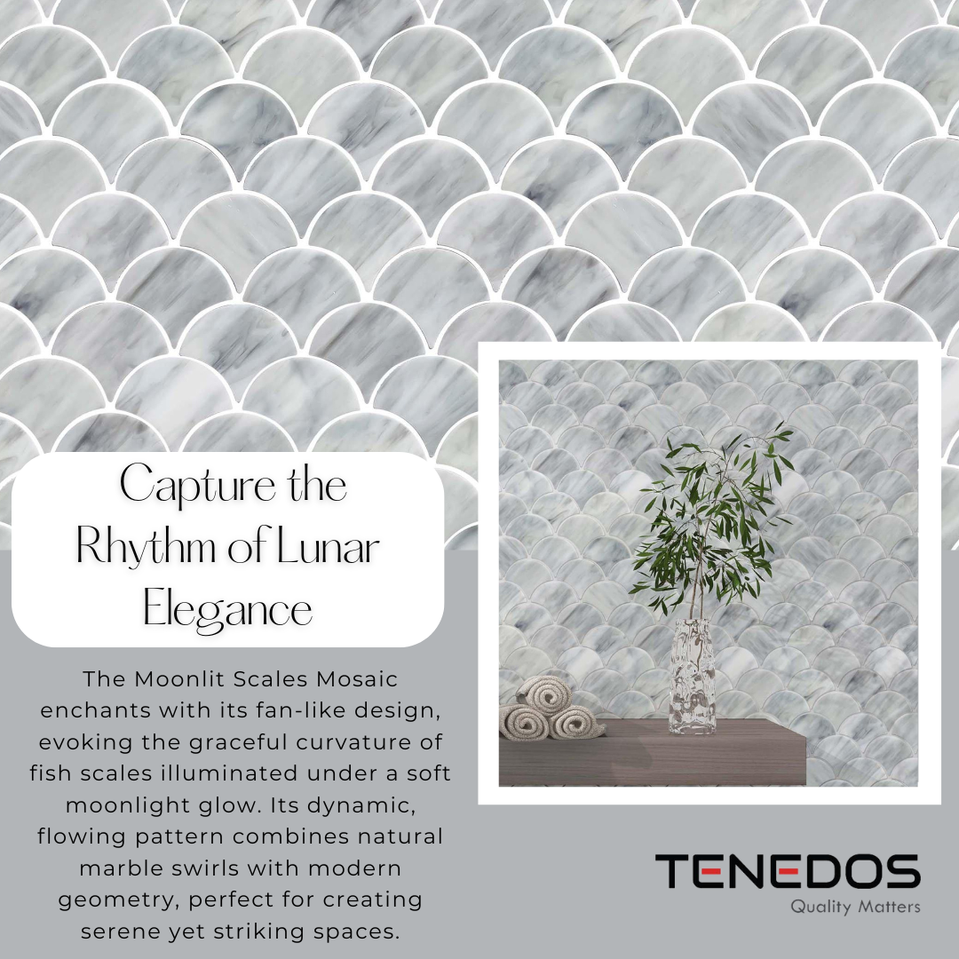Tenedos Moonlit Scales Mosaic Glass Mosaic Tile-1 piece