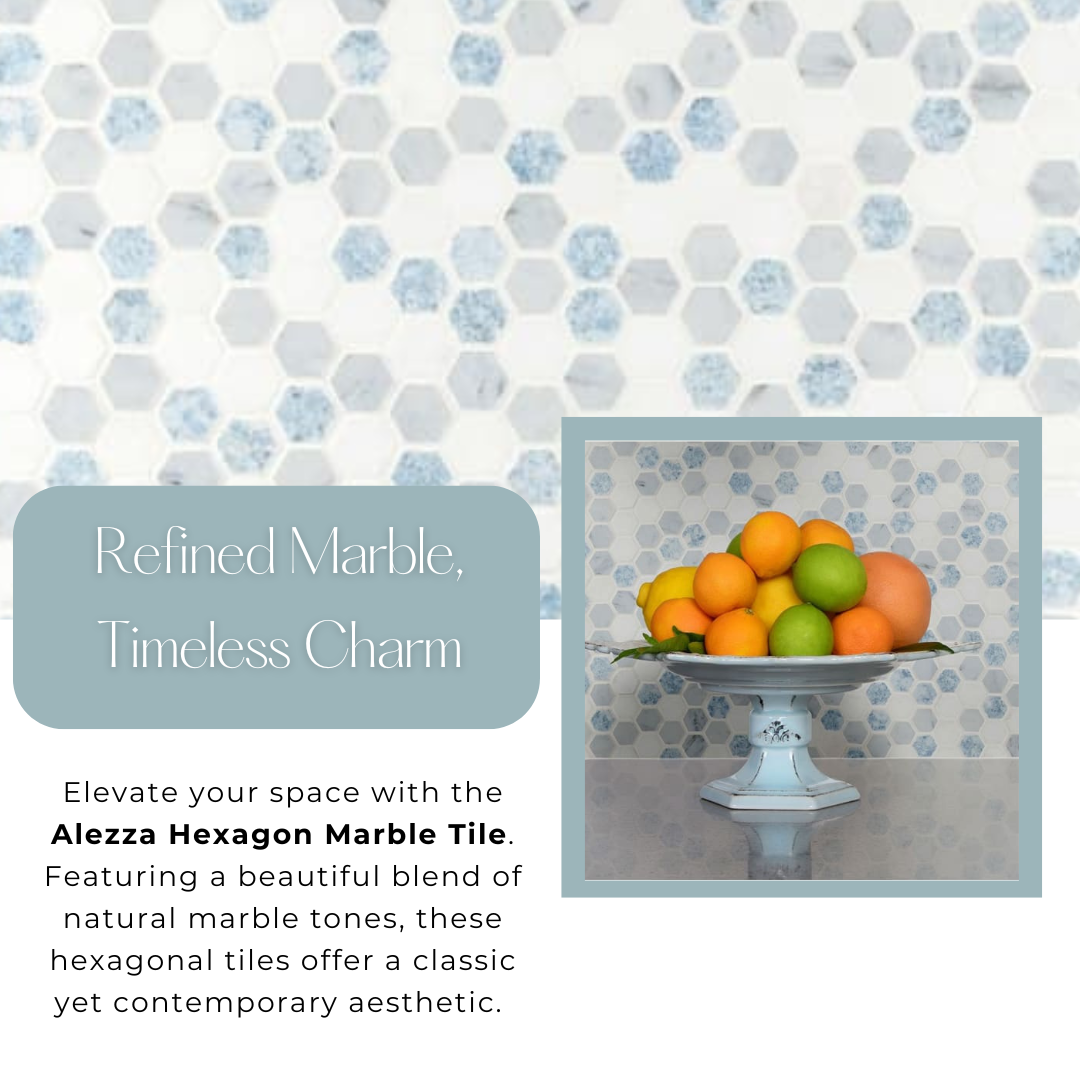 Tenedos Alezza Polished Marble Mesh-Mounted Mosaic Tile