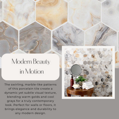 Tenedos Fluorite Hexagon Porcelain Mosaic Tile- 1 piece