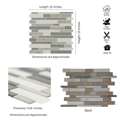 Tenedos HTC 331 Crestmea 10 x 12 Glass Porcelain Mosaic Tile - (Box of 10 Tiles)
