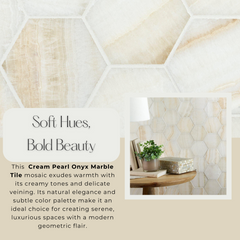 Tenedos Cream Pearl Onyx Honed Mosaic Tile- 1 piece