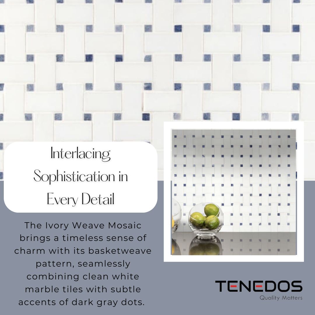 Tenedos HTC194 Ivory Weave Marble Mosaic Tile