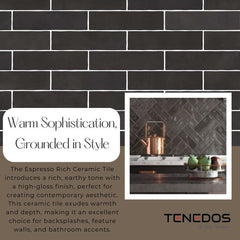 Tenedos HTC184 Ceramic Subway Wall Tile Handmade Look Glossy Glaze for Backsplash Kitchen, Bathroom Shower, Accent Wall (1, Espresso Rich)