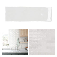 Tenedos HTC184 Ceramic Subway Wall Tile Handmade Look Glossy Glaze for Backsplash Kitchen, Bathroom Shower, Accent Wall (1, Luminous Pearl)
