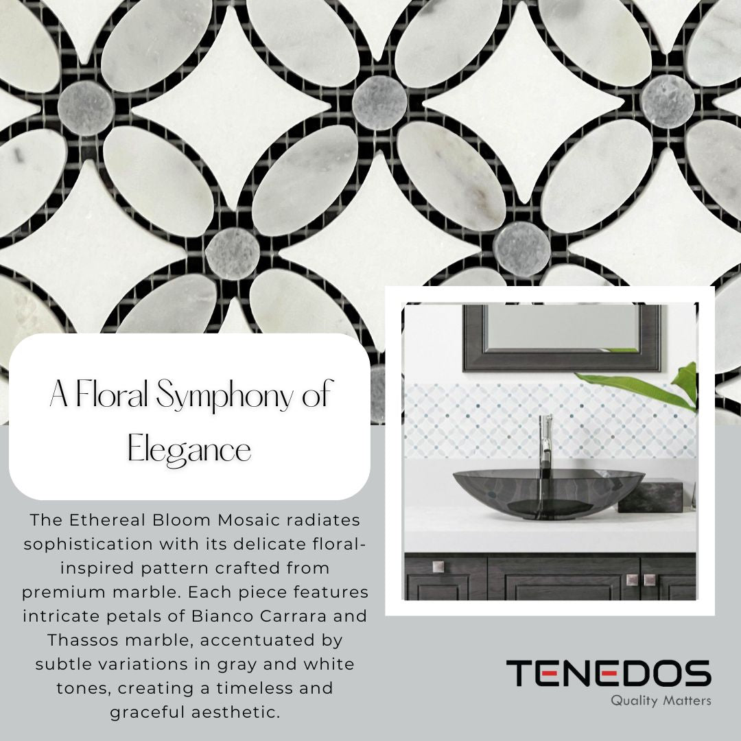 Tenedos HTC192 Ethereal Bloom Marble Mosaic Tile