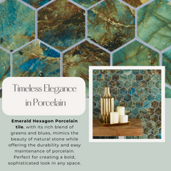 Tenedos Emerald Hexagon Porcelain Mosaic Tile- 1 piece