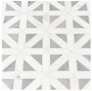 Calacatta Gold Italian Marble with Bianco Dolomite Triangles Geometrica Mosaic Tile Polished (Glossy)