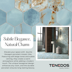 Tenedos Azurite Hexagon Porcelain Mosaic Tile- 1 piece