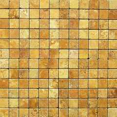 Gold Yellow 2x2Tumbled Travertine Mosaic Wall Floor Tile Backsplash Mesh Mounted