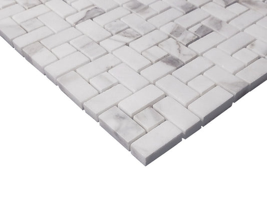 Calacatta Gold Marble Target Pinwheel Mosaic Tile with Calacatta Gold Dots Polished (Glossy)