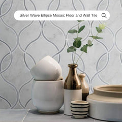 Tenedos HTC189 Silver Wave Ellipse Polished Marble Mesh-Mounted Mosaic Tile