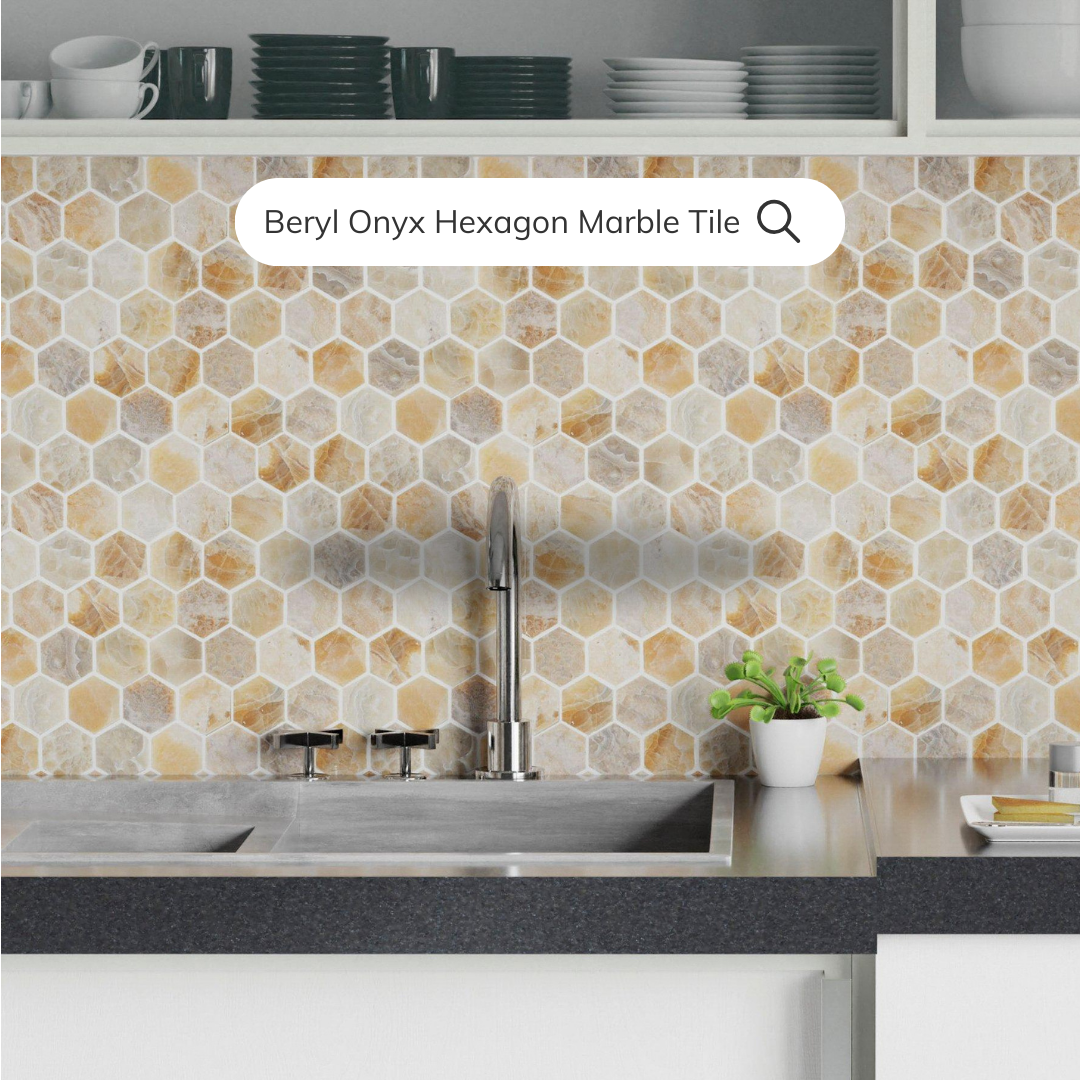 Tenedos Berly Onyx Hexagon Marble Tile