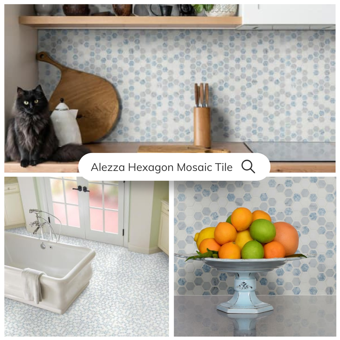 Tenedos Alezza Polished Marble Mesh-Mounted Mosaic Tile