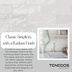 Tenedos HTC184 Ceramic Subway Wall Tile Handmade Look Glossy Glaze for Backsplash Kitchen, Bathroom Shower, Accent Wall (1, Luminous Pearl)