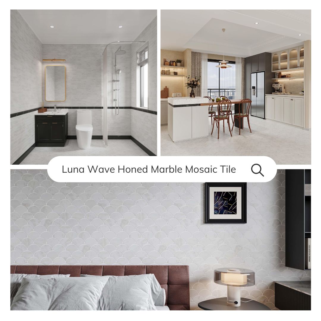 Tenedos HTC189 Luna Wave Honed Marble Mosaic Tile