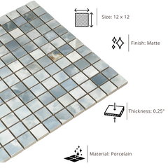 Tenedos HTC175 Aqua Celeste Porcelain Mosaic Tile-1 piece