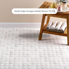 Tenedos HTC173 Nordic Edge Square Marble Mosaic Tile Matte Finish