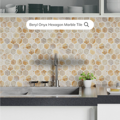 Beryl Onyx Hexagon Marble Tile