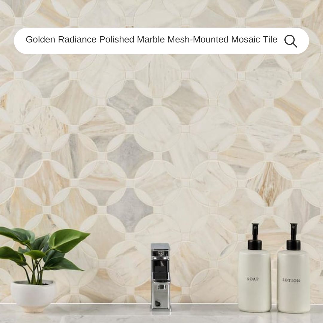 Tenedos HTC188 Golden Radiance Polished Marble Mesh-Mounted Mosaic Tile