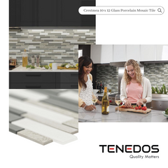 Tenedos HTC 331 Crestmea 10 x 12 Glass Porcelain Mosaic Tile - (Box of 10 Tiles)
