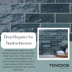 Tenedos HTC184 Ceramic Subway Wall Tile Handmade Look Glossy Glaze for Backsplash Kitchen, Bathroom Shower, Accent Wall (1, Midnight Blue)