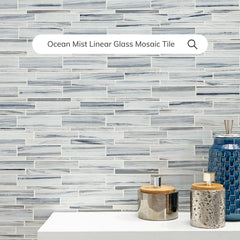 Tenedos HTC248 Ocean Mist Linear Glass Mosaic Tile