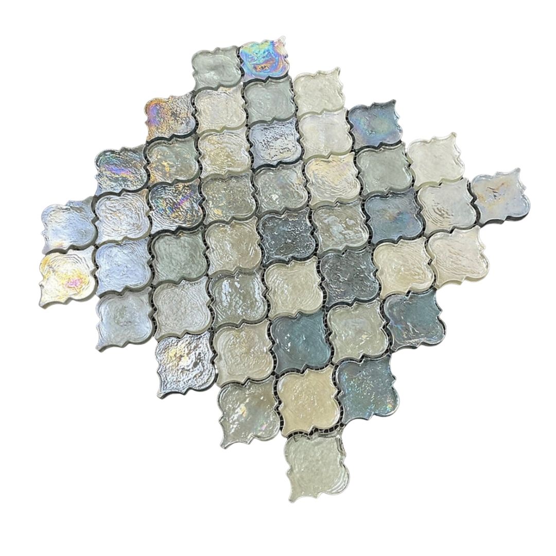 Casablanca Lantern 2x2 Glitter Glowing Blue Grey Glass Mosaic Wall Pool Tile for Kitchen Backsplash, Bathroom Shower, Accent Decor