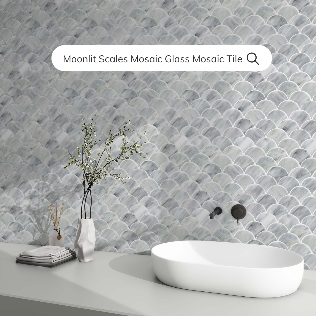 Tenedos Moonlit Scales Mosaic Glass Mosaic Tile-1 piece