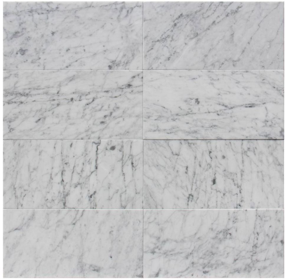 Carrara Marble Italian White Bianco Greyish 6x12 Marble Subway Floor Wall Tile Polished (2 Pieces)