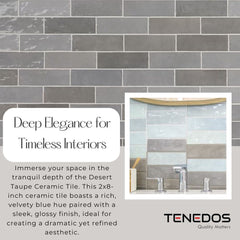 Tenedos HTC184 Ceramic Subway Wall Tile Handmade Look Glossy Glaze for Backsplash Kitchen, Bathroom Shower, Accent Wall (1, Desert Taupe)