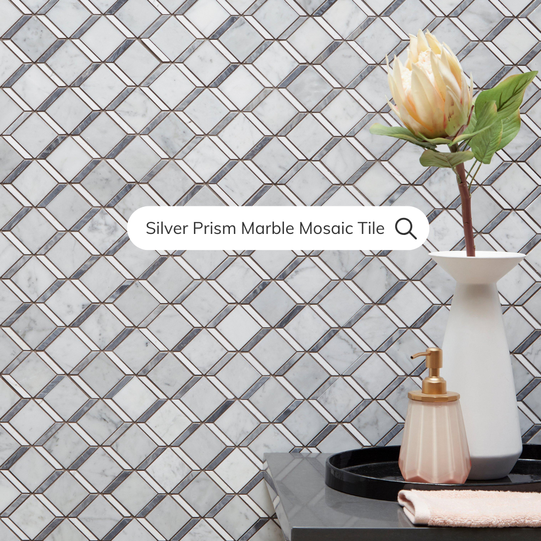 Tenedos HTC191 Silver Prism Marble Mosaic Tile