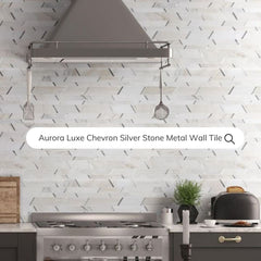 Tenedos HTC187 Aurora Luxe Chevron Silver Stone Metal Wall Tile (1 pcs)