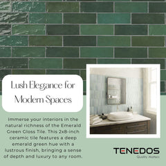 Tenedos HTC184 Ceramic Subway Wall Tile Handmade Look Glossy Glaze for Backsplash Kitchen, Bathroom Shower, Accent Wall (1, Emerald Dream)