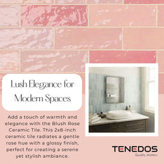 Tenedos HTC184 Ceramic Subway Wall Tile Handmade Look Glossy Glaze for Backsplash Kitchen, Bathroom Shower, Accent Wall (1, Blush Rose)