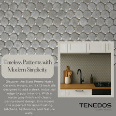 Tenedos HTC242 Slate Penny Matte Ceramic Mosaic Tile