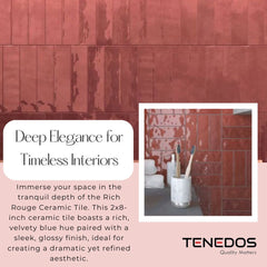 Tenedos HTC184 Ceramic Subway Wall Tile Handmade Look Glossy Glaze for Backsplash Kitchen, Bathroom Shower, Accent Wall (1, Rich Rouge)