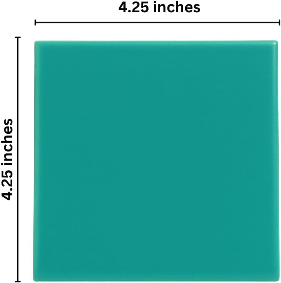 Tenedos  Matte Ceramic Tile for Bathroom Wall, Shower Surround, and Kitchen Backsplash – Classic Square Design 4 x 4-1/4 Inch – 10 Pieces
