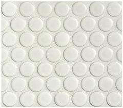 White Penny Round Matte Porcelain Mosaic Tile -  (12x12 sheet)
