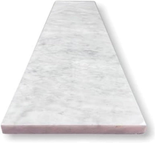 Carrara White Marble Threshold with Honed Finish – 3/4" Thick Stone Saddle for Doorway, Shower Curb & Window Sill
