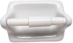 Elegant White Ceramic Bathroom Tissue Holder - Wall Recessed Glazed Design Accessory